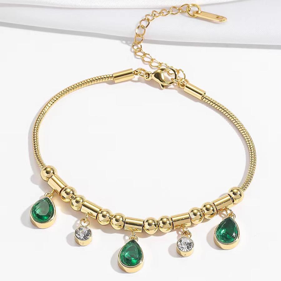 ブレスレット レディース エメラルド グリーン 雫 ティアドロップ サージカルステンレス CZダイヤモンド AAAA ジルコニア 18K ゴールド アレルギー対応 |  | 02