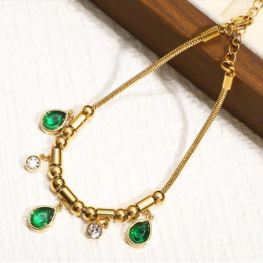 ブレスレット レディース エメラルド グリーン 雫 ティアドロップ サージカルステンレス CZダイヤモンド AAAA ジルコニア 18K ゴールド アレルギー対応 |  | 04