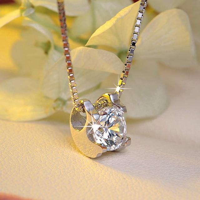 ネックレス レディース 0.6ct 一粒石 4本爪 CZダイヤモンド AAAA 