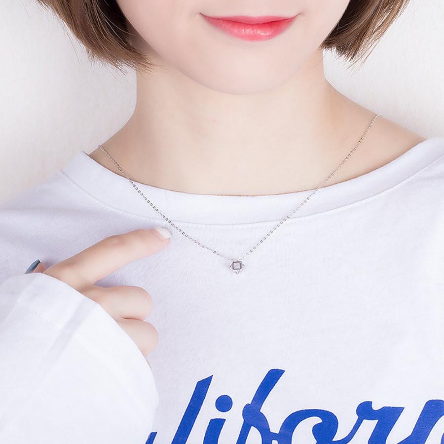 ネックレス レディース キューブ ケージ 一粒石 ワンストーン CZ 