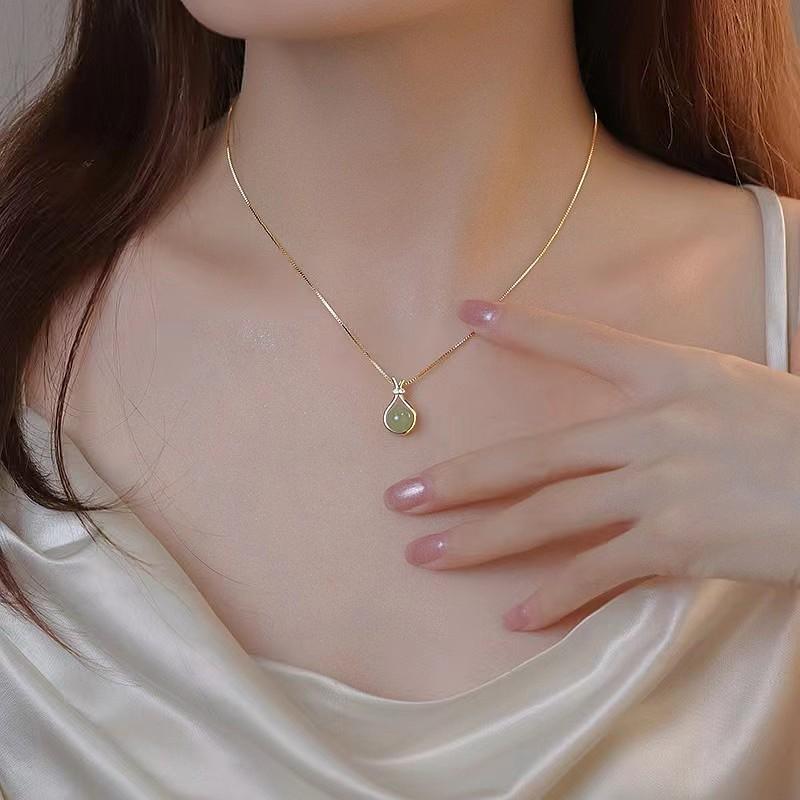 ネックレス レディース 翡翠 雫 ピンクゴールド サージカルステンレス 316L  アレルギー対応 40代 50代 上品 フォーマル 大人 |  | 06