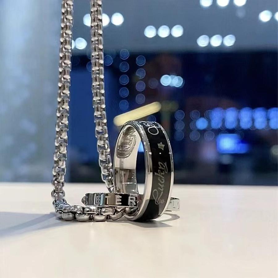 ネックレス メンズ レディース ダブルリング サージカルステンレス 316L CZダイヤモンド AAA キュービックジルコニア シルバー アレルギー対応 30代 40代 爆買 |  | 02