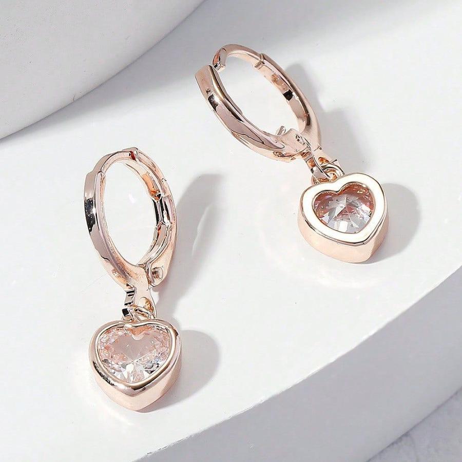 ピアス レディース ハート 一粒石 フープピアス ピンクゴールド プラチナ CZダイヤモンド AAAA ジルコニア シルバー925 ロジウムコーティング アレルギー対応 |  | 04