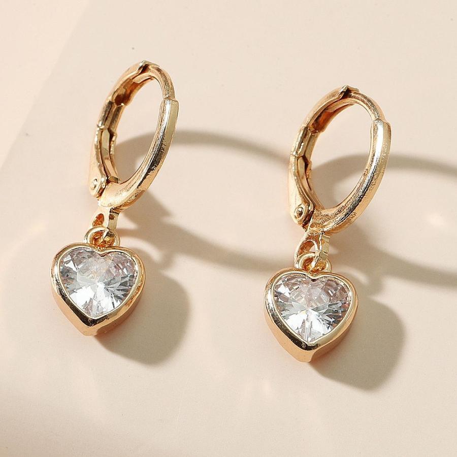 ピアス レディース ハート 一粒石 フープピアス ピンクゴールド プラチナ CZダイヤモンド AAAA ジルコニア シルバー925 ロジウムコーティング アレルギー対応 |  | 06