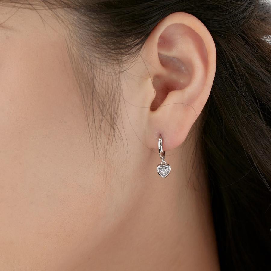 ピアス レディース ハート 一粒石 フープピアス ピンクゴールド プラチナ CZダイヤモンド AAAA ジルコニア シルバー925 ロジウムコーティング アレルギー対応 |  | 07