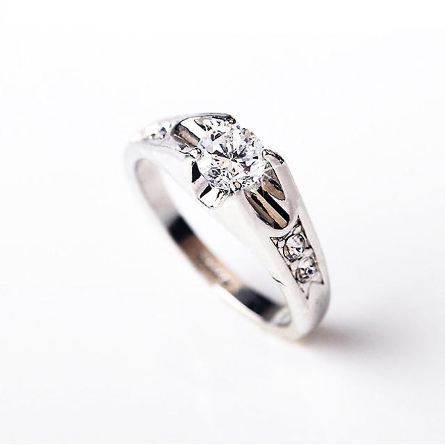 指輪 リング レディース  ピンクゴールド プラチナ 0.5ct CZダイヤモンド AAAA キュービックジルコニア シルバー925 プラチナコーティング仕上げ アレルギー対応 |  | 02