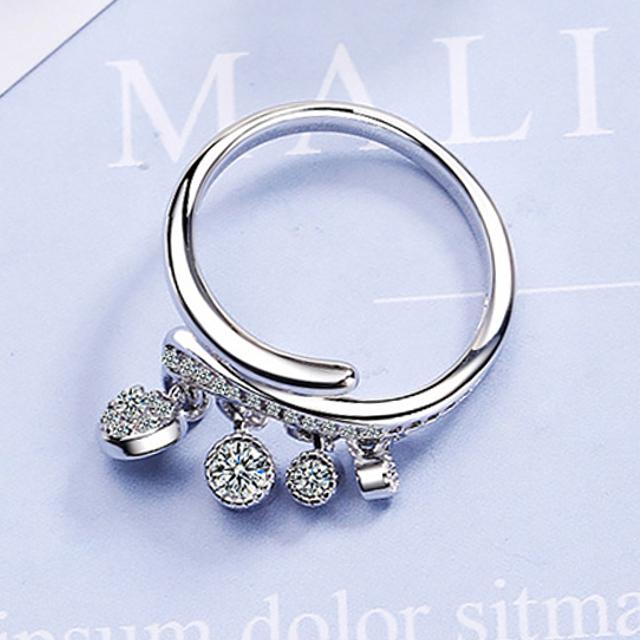 指輪 リング レディース デザインリング フリーサイズ CZダイヤモンド AAAA キュービック ジルコニア スターリング シルバー925 プラチナ コーティング仕上げ |  | 02