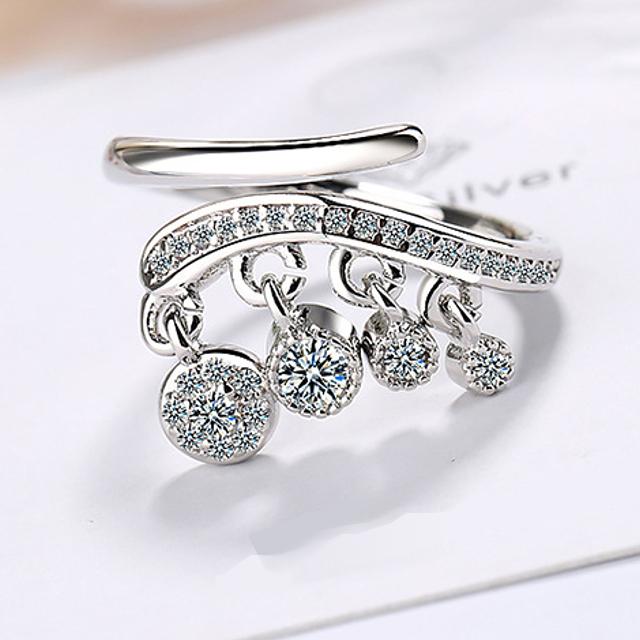 指輪 リング レディース デザインリング フリーサイズ CZダイヤモンド AAAA キュービック ジルコニア スターリング シルバー925 プラチナ コーティング仕上げ |  | 03