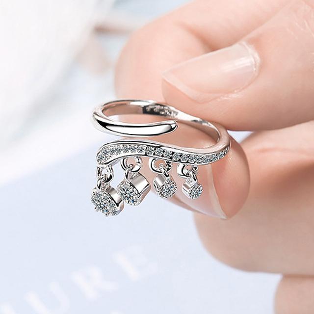 指輪 リング レディース デザインリング フリーサイズ CZダイヤモンド AAAA キュービック ジルコニア スターリング シルバー925 プラチナ コーティング仕上げ |  | 04