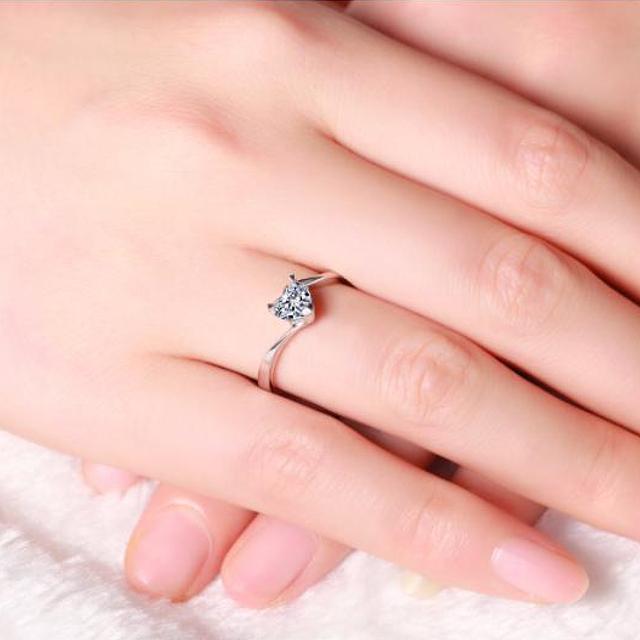 指輪 リング レディース ハートモチーフ ハートカット  一粒石 AAAA ジルコニア シルバー925 プラチナ コーティング仕上げ アレルギー対応 30代 40代 50代 |  | 05