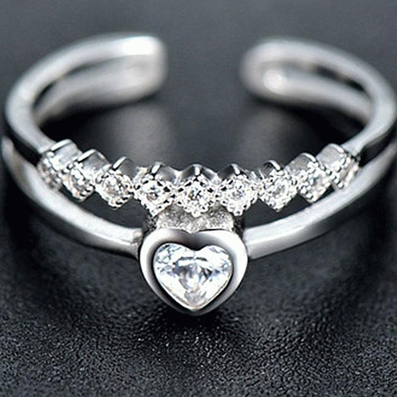 指輪 リング レディース ハート デザインリング フリーサイズ CZダイヤモンド AAAA ジルコニア シルバー925 プラチナ コーティング仕上げ アレルギー対応 |  | 04
