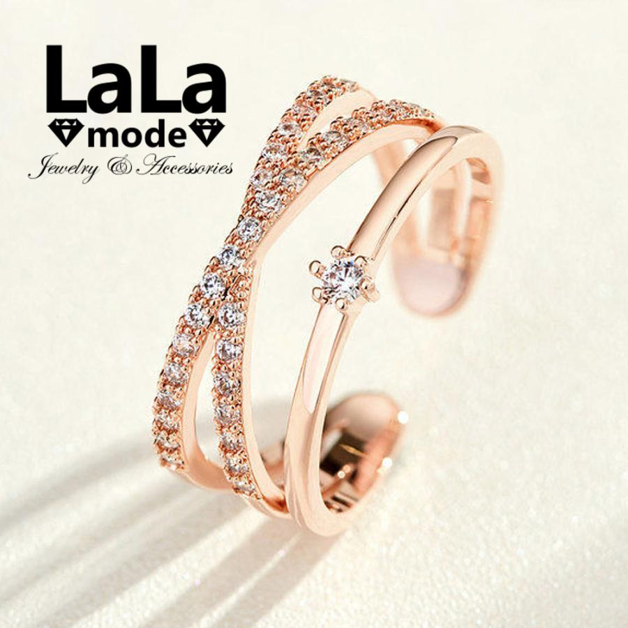 指輪 リング レディース ピンクゴールド プラチナ フリーサイズ シルバー925 AAAA ジルコニア ロジウムコーティング仕上げ アレルギー対応 30代 40代 50代 | 