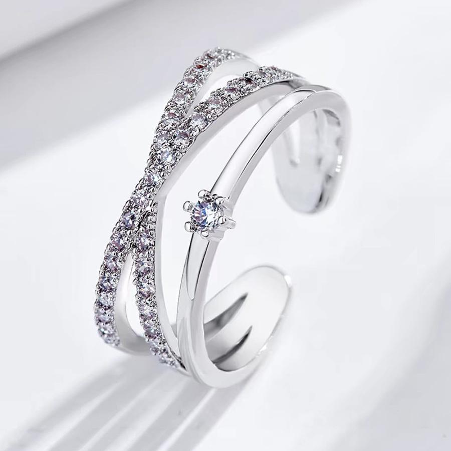 指輪 リング レディース ピンクゴールド プラチナ フリーサイズ シルバー925 AAAA ジルコニア ロジウムコーティング仕上げ アレルギー対応 30代 40代 50代 |  | 03