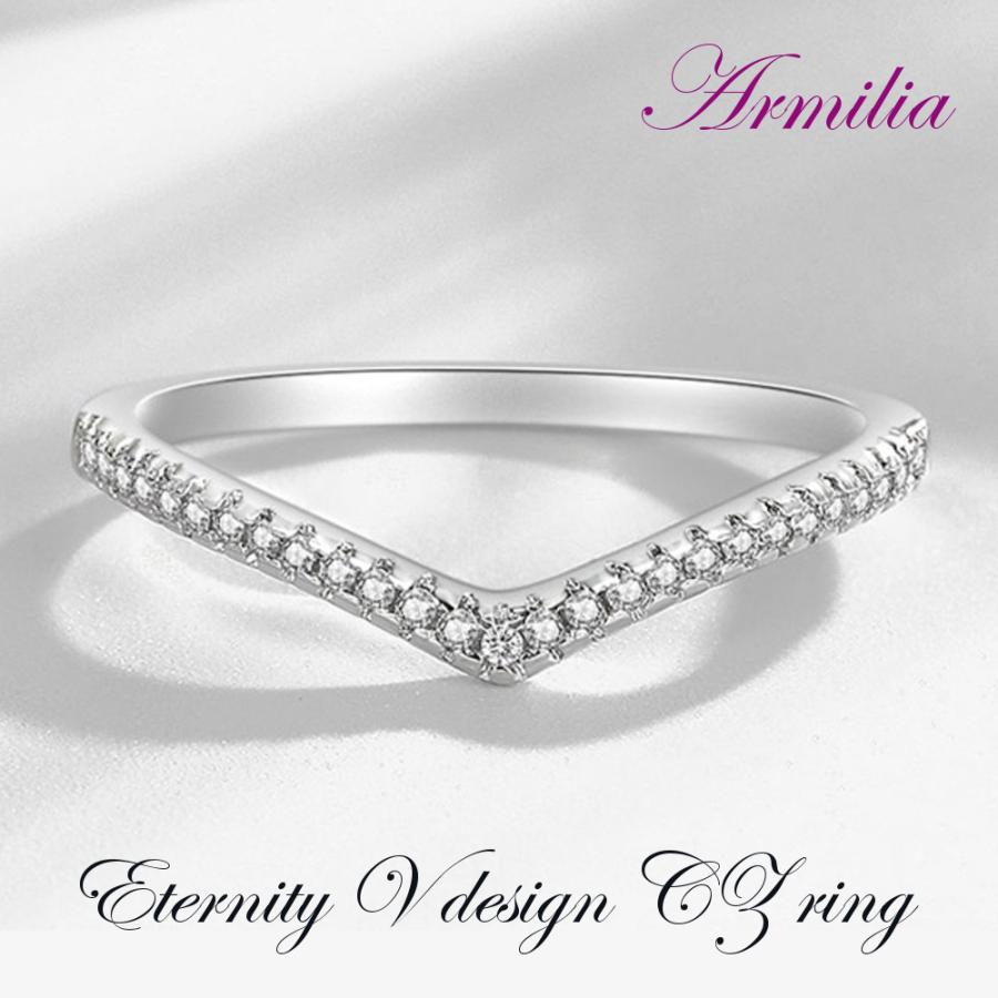 指輪 リング レディース V デザイン CZダイヤモンド AAAA キュービック ジルコニア スターリング シルバー925 プラチナ コーティング仕上げ アレルギー対応 | 