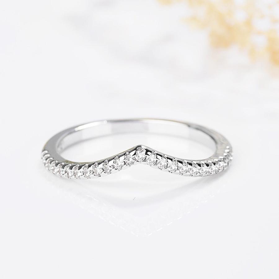 指輪 リング レディース V デザイン CZダイヤモンド AAAA キュービック ジルコニア スターリング シルバー925 プラチナ コーティング仕上げ アレルギー対応 |  | 03