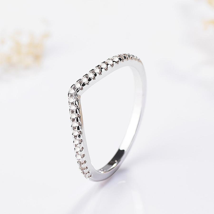 指輪 リング レディース V デザイン CZダイヤモンド AAAA キュービック ジルコニア スターリング シルバー925 プラチナ コーティング仕上げ アレルギー対応 |  | 04