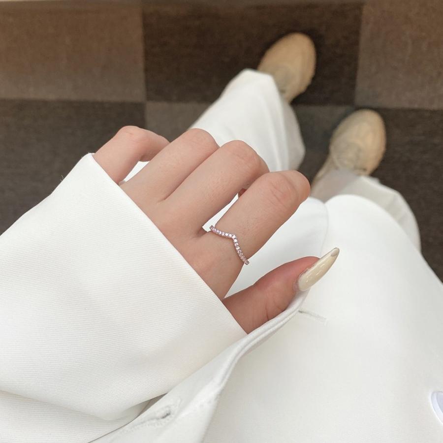 指輪 リング レディース V デザイン CZダイヤモンド AAAA キュービック ジルコニア スターリング シルバー925 プラチナ コーティング仕上げ アレルギー対応 |  | 07