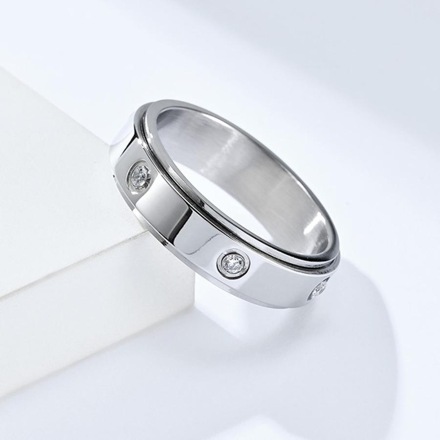 指輪 リング レディース メンズ ペアリング  ピンクゴールド プラチナ 回転 サージカル ステンレス AAAA ジルコニア コーティング仕上げ アレルギー対応 |  | 02