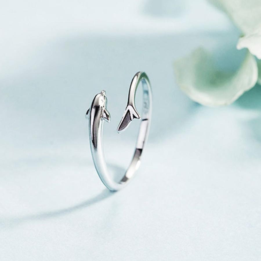 指輪 リング レディース ドルフィンリング イルカ モチーフ フリーサイズ ハワイアン シルバー925 プラチナ コーティング仕上げ シルバーリング アレルギー対応 |  | 03