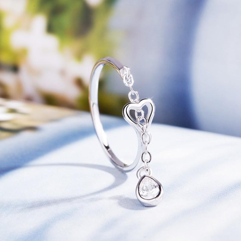 指輪 リング レディース 雫 ウオータードロップ プラチナ シルバー CZダイヤモンド AAAA ジルコニア シルバー925 フリーサイズ アレルギー対応 30代 40代 |  | 01