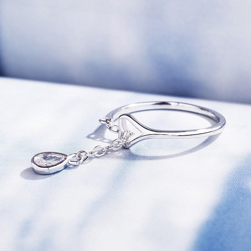 指輪 リング レディース 雫 ウオータードロップ プラチナ シルバー CZダイヤモンド AAAA ジルコニア シルバー925 フリーサイズ アレルギー対応 30代 40代 |  | 02