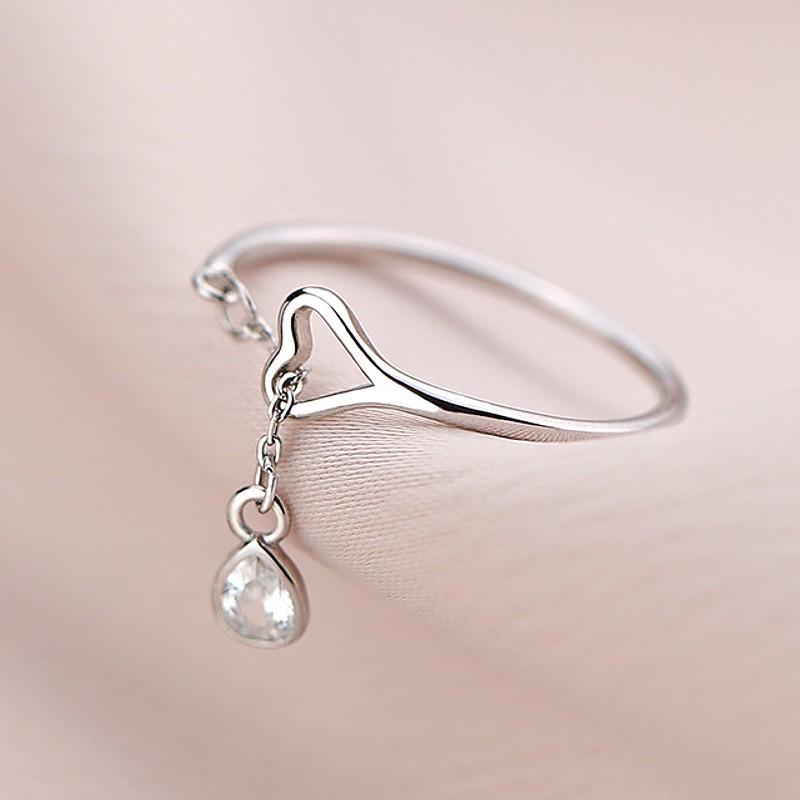 指輪 リング レディース 雫 ウオータードロップ プラチナ シルバー CZダイヤモンド AAAA ジルコニア シルバー925 フリーサイズ アレルギー対応 30代 40代 |  | 04