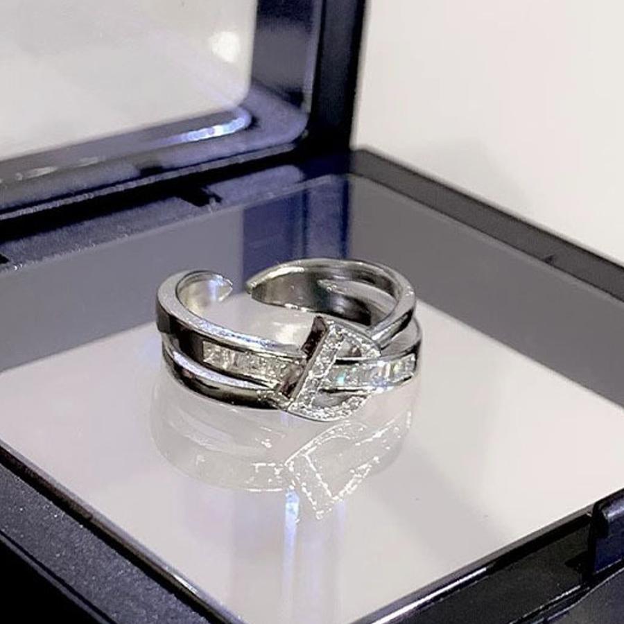 指輪 リング レディース D イニシャル CZダイヤモンド AAAA ジルコニア シルバー925 プラチナ ロジウムコーティング仕上げ フリーサイズ アレルギー対応 |  | 03