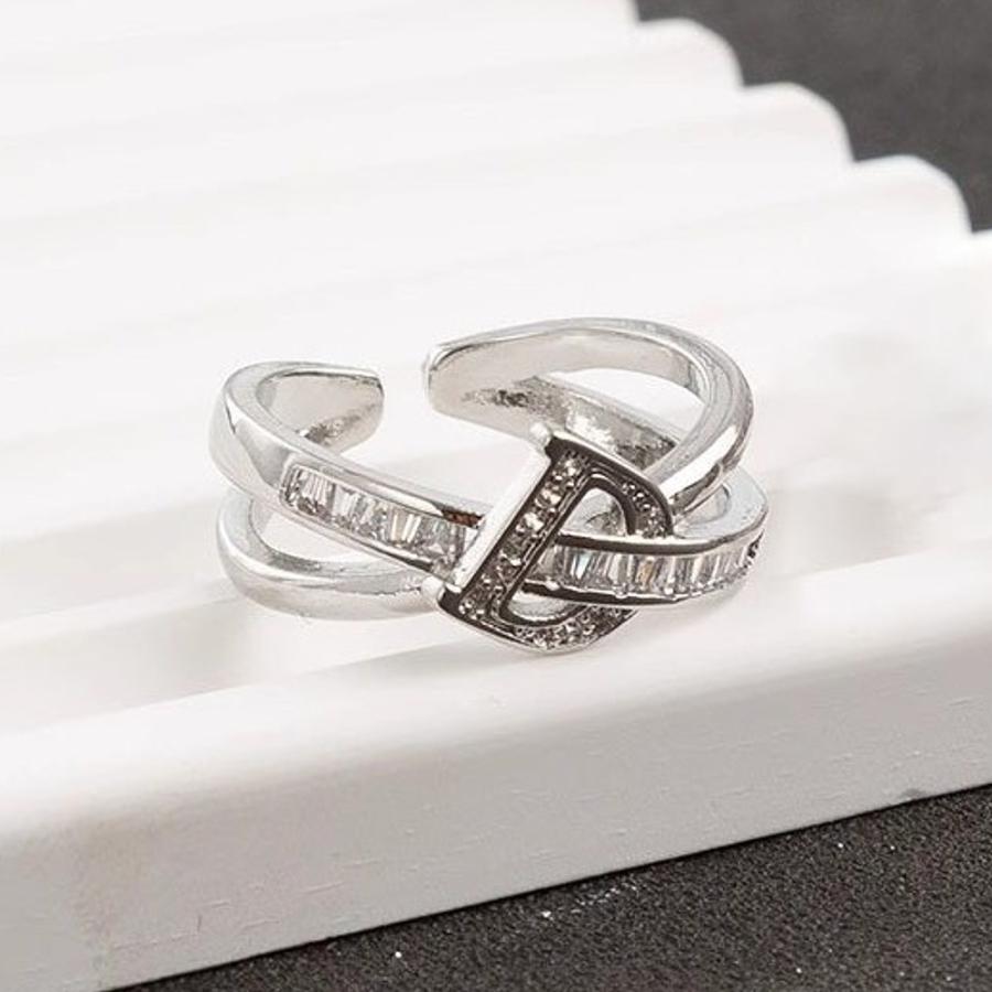 指輪 リング レディース D イニシャル CZダイヤモンド AAAA ジルコニア シルバー925 プラチナ ロジウムコーティング仕上げ フリーサイズ アレルギー対応 |  | 04