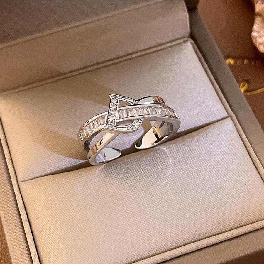 指輪 リング レディース D イニシャル CZダイヤモンド AAAA ジルコニア シルバー925 プラチナ ロジウムコーティング仕上げ フリーサイズ アレルギー対応 |  | 05