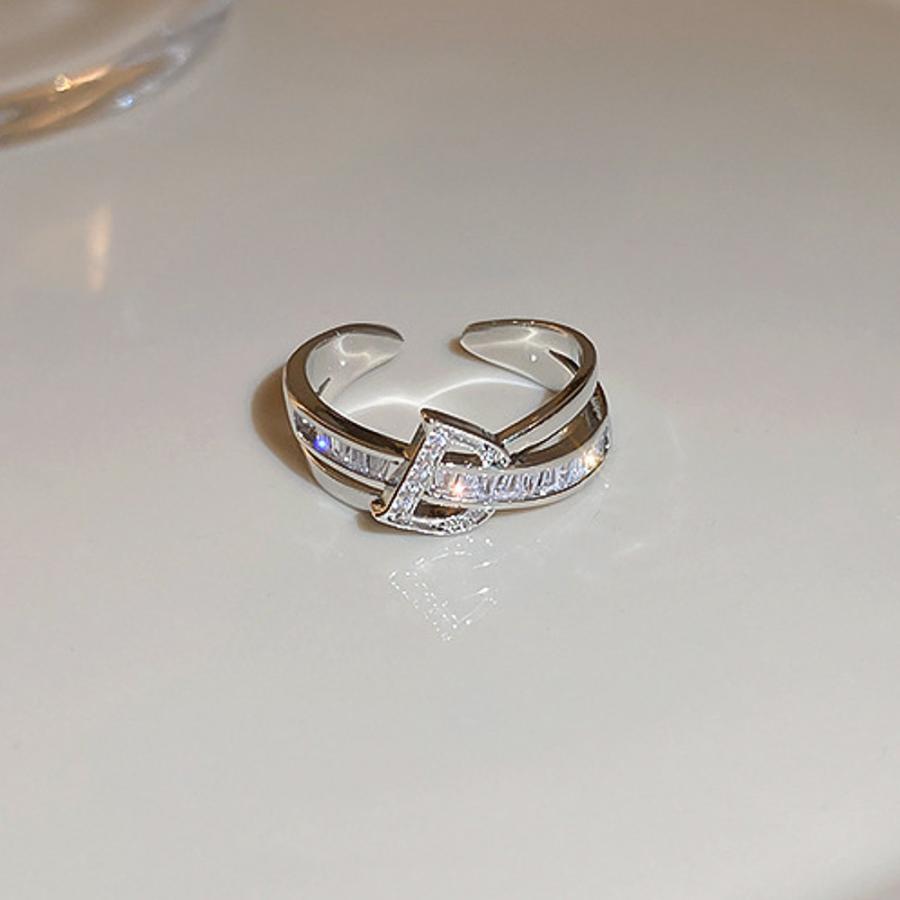 指輪 リング レディース D イニシャル CZダイヤモンド AAAA ジルコニア シルバー925 プラチナ ロジウムコーティング仕上げ フリーサイズ アレルギー対応 |  | 06