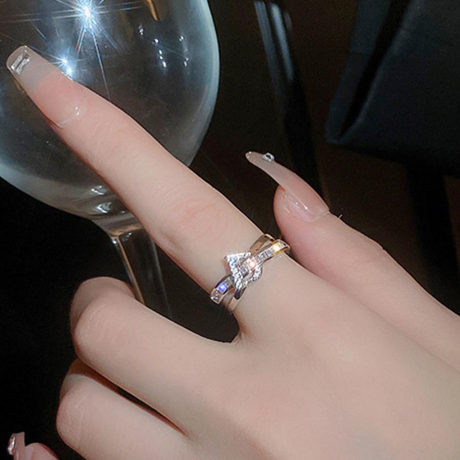 指輪 リング レディース D イニシャル CZダイヤモンド AAAA ジルコニア シルバー925 プラチナ ロジウムコーティング仕上げ フリーサイズ アレルギー対応 |  | 07