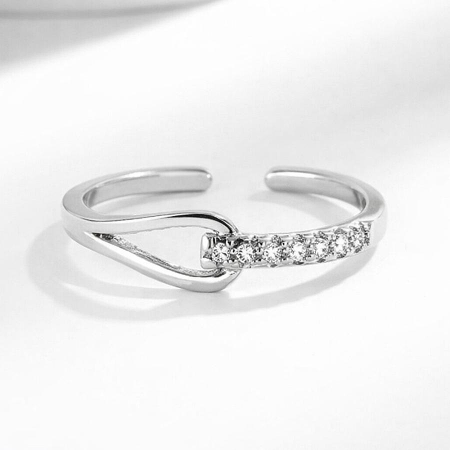 フリーサイズリング CZダイヤモンド レディース 指輪 シルバー925 プラチナ コーティング仕上げ 金属アレルギー対応 シンプル 上品 調整可能 |  | 07