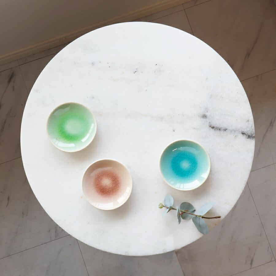 SAKUZAN 【作山窯-SAKUZAN-】-彩- 豆皿 ローズ トルコブルー グリーン