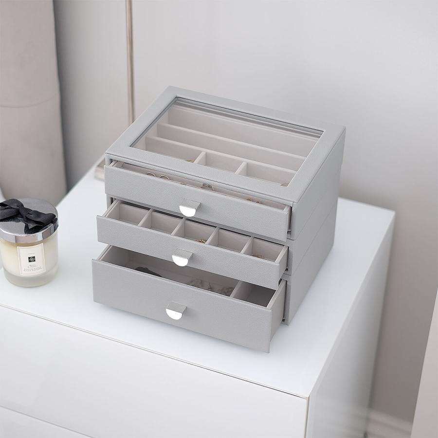 【日本正規代理店】【STACKERS】ドロワージュエリーボックス 選べる3個セット ペブルグレー　Gray 引き出し　ガラス スタッカーズ_5