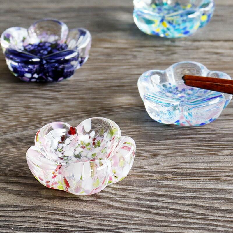 江戸硝子】うきよ ガラス 花箸置き 花ごろも 恋ざくら ほたる あられ