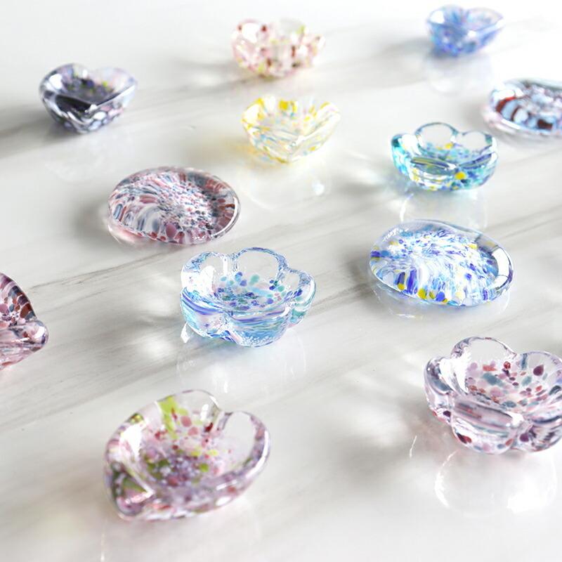 江戸硝子】うきよ ヒラリ ガラス 箸置き たまや 藤まつり 花ごろも