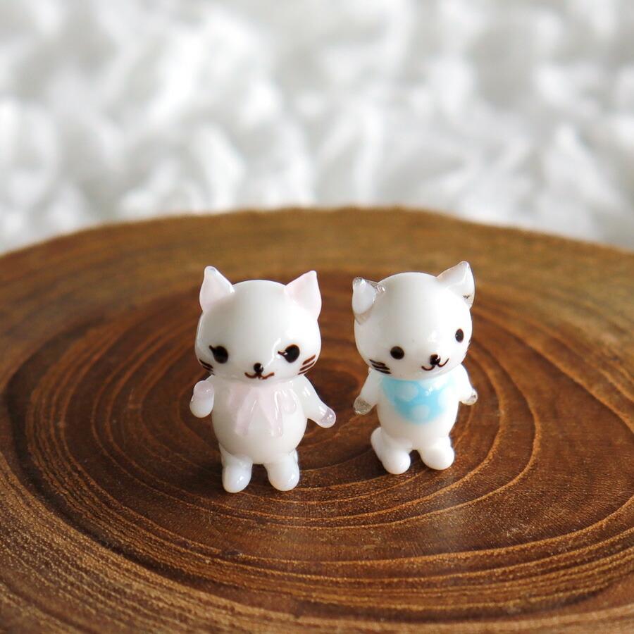 The Joy Luck Club】ピンクリボン 白猫 ネコ ねこちゃん ガラス製