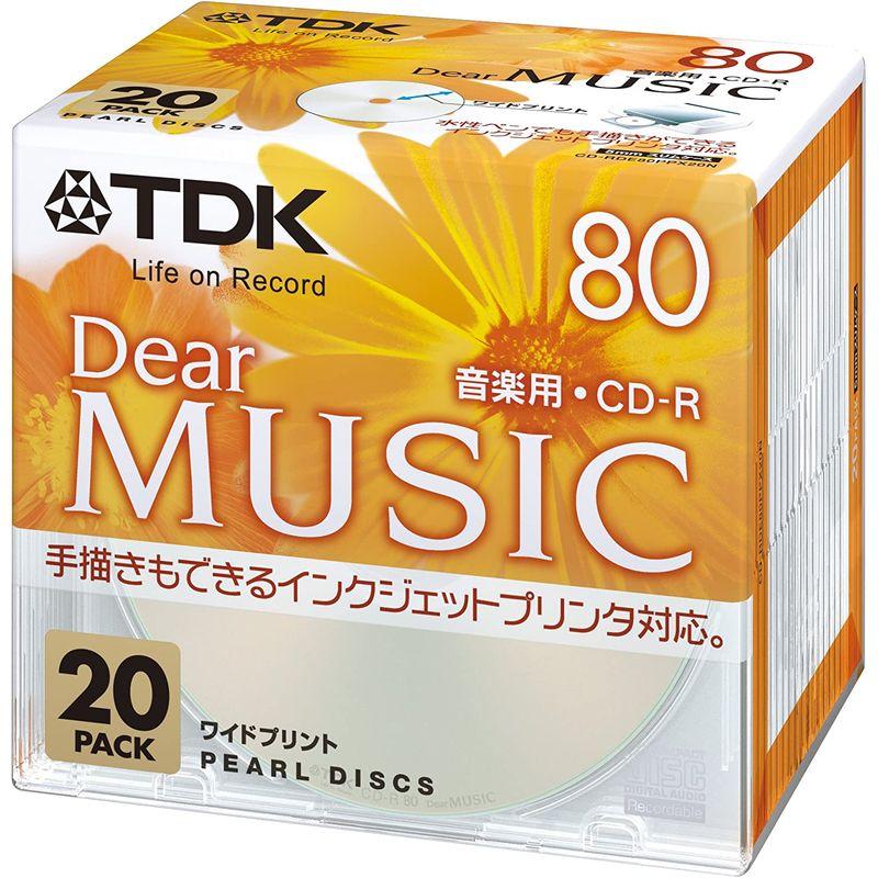 日本製 TDK 音楽用CD-R 80分 インクジェットプリンタ対応(パールカラー・ワイド印刷仕様) 20枚パック 5mmスリムケース CD-RDE8  カセットテープ