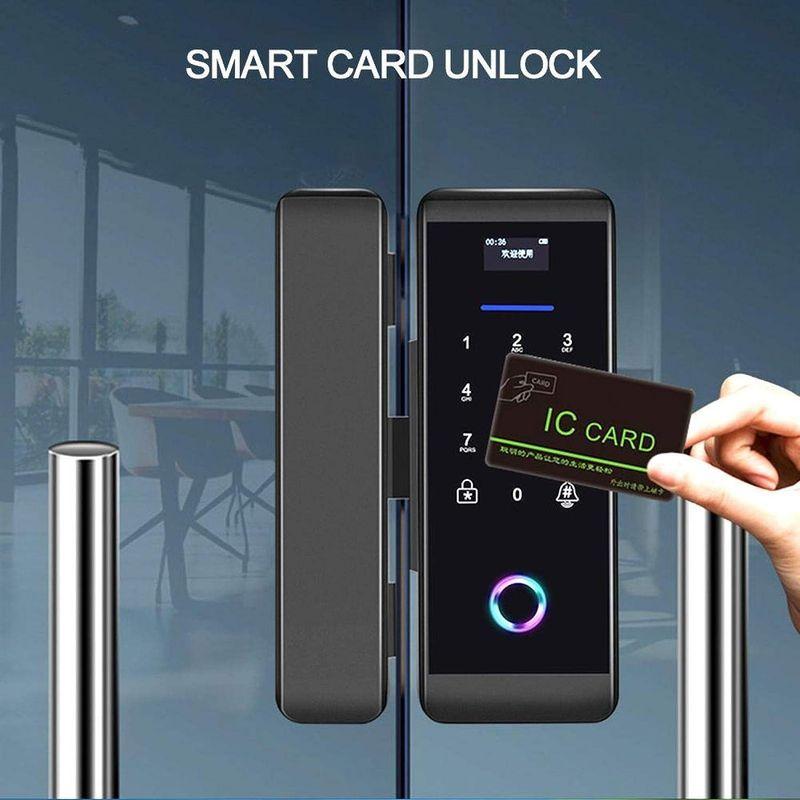 スマートガラスドアロック-電子引き戸ロック指紋 パスワード カード リモコン BluetoothAPPドアベルロックセキュリティドアロックド - 6