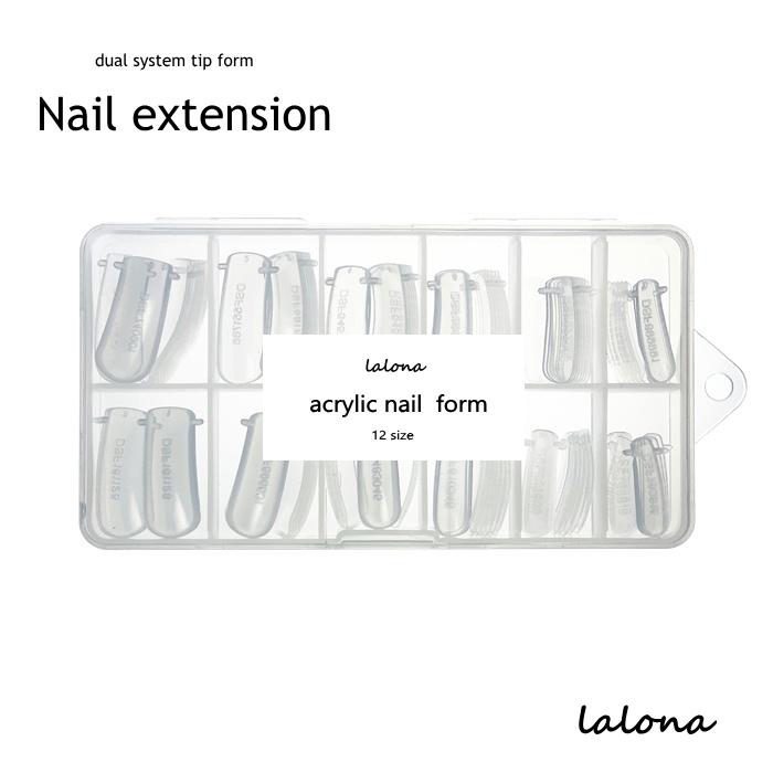 Lalona ネイルチップフォーム 12サイズ アクリルジェル デュアルチップフォーム ポリジェル ハードジェル 開店記念セール