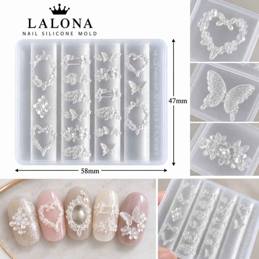 40%off‼️イロジェルシリコンモールド【ハート型】レリーフネイル フラワー ラローナ [ LALONA ］ネイルシリコンモールド ( ハートフラワーリング