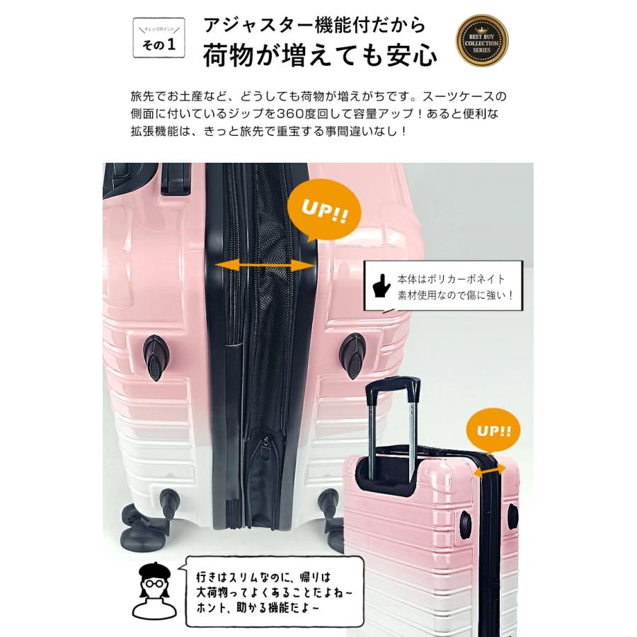 拡張機能付き キャリーケース そらいろ スーツケース 2サイズ 機内持ち込み キャリーケース TSAロック Transporter 【車輪の取り外しが出来る】【402-20-24】_2