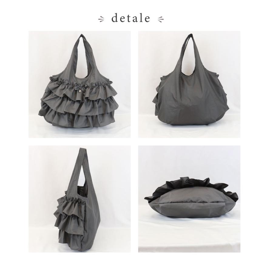 バッグ フリル エコバッグ 折りたたみ コンパクト 可愛い 撥水 送料