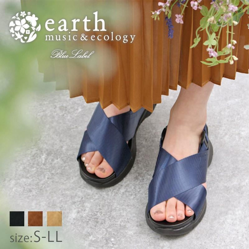 アースミュージック＆エコロジー クロスダッドサンダル 靴 レディース 厚底 スポサン  earth musicamp;ecology bluelabel S-LL