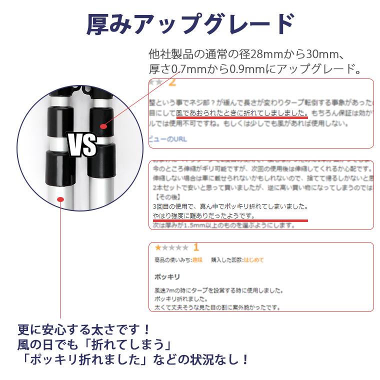 タープポール タープ テント ポール 2本セット 87 230cm ペグ ガイドロープ付き 直径30mm 軽量 簡単 長さ無断調節 アウトドア キャンプ A Lama Store 通販 Yahoo ショッピング