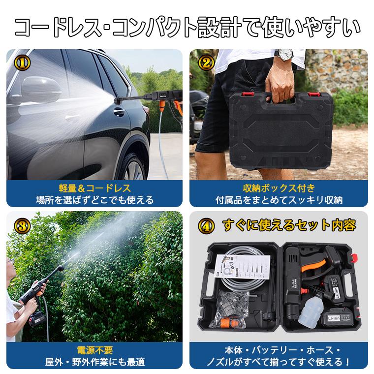 ＼クーポンで最安5262円／ 高圧洗浄機 コードレス 充電式 バッテリー*2 大容量 マキタバッテリー対応 6in1ノズル 高水圧 8Mpa 家庭用 洗車 掃除 アウトドア 軽量 |  | 12