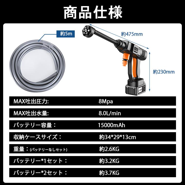 クーポンで最安5382円／ 高圧洗浄機 コードレス 充電式 バッテリー*2