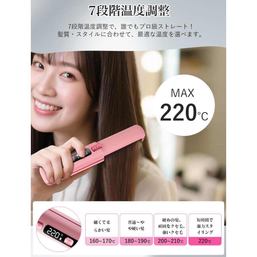 クーポンで2886円／ ヘアアイロン コードレス 4500mAh 植物オイル 2WAY