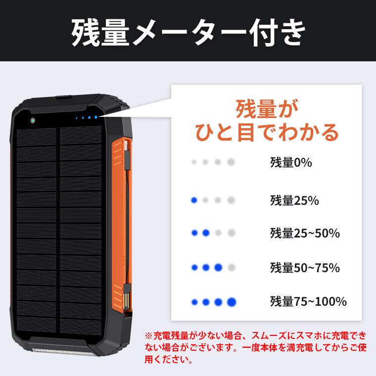 防災士監修 モバイルバッテリー 大容量 30000mAh ケーブル内蔵 4台同時