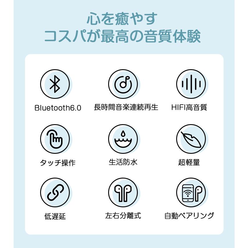 最新型 ワイヤレスイヤホン Bluetooth6.0 イヤホン 高音質 iPhone